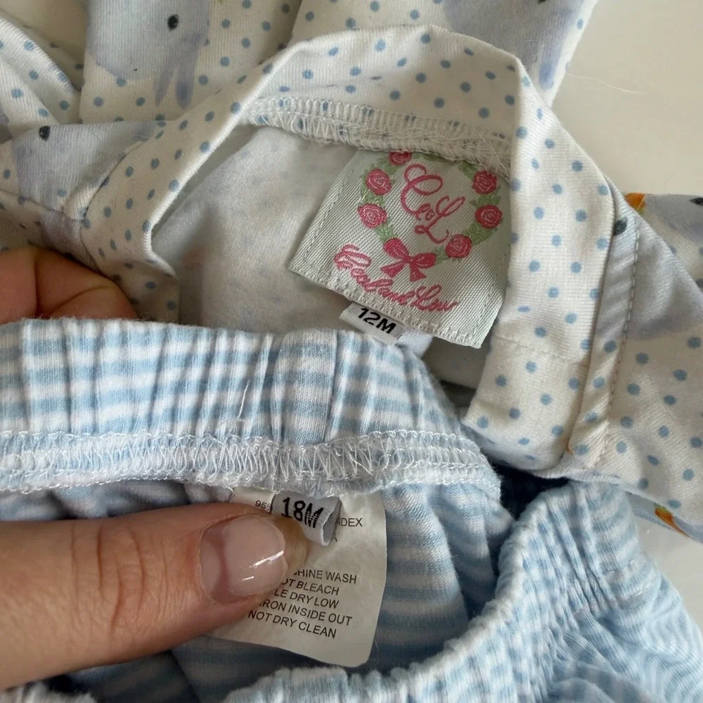 Cecil and Lou Rabbit Print Pajamas Size 12 and 18 Months